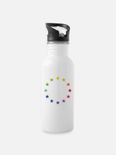 Europa LGBT Geschenk - Trinkflasche mit integriertem Trinkhalm - Weiß