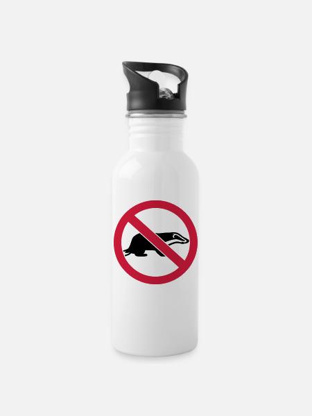 Dachs - Trinkflasche mit integriertem Trinkhalm - Weiß