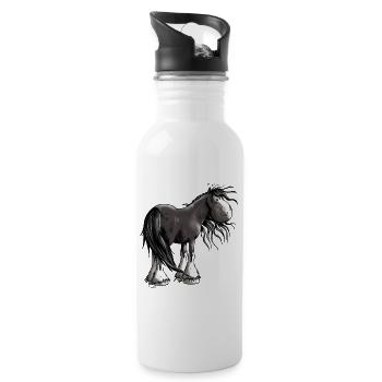Fröhliches Shire Horse - Trinkflasche mit integriertem Trinkhalm - Weiß - Rechts