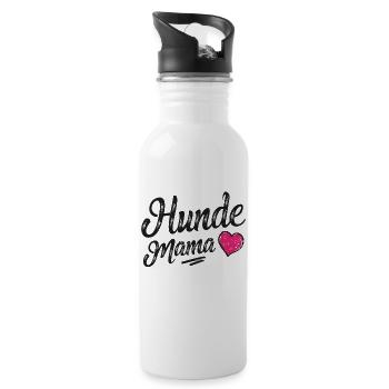 hunde mama herz - Trinkflasche mit integriertem Trinkhalm - Weiß - Rechts