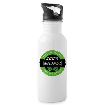 100% Bilogical Vegan - Water bottle with straw - white - Right