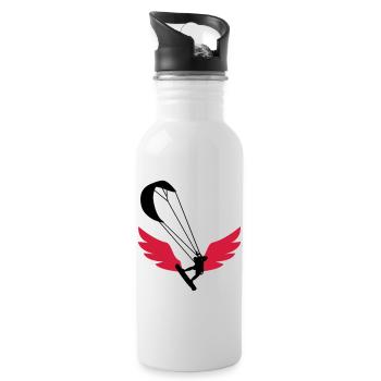 Kiteboarding Kitesurfing Kitesurf Kitesurfer Kiter - Water bottle with straw - white - Right