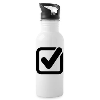 hook symbol icon - Water bottle with straw - white - Right