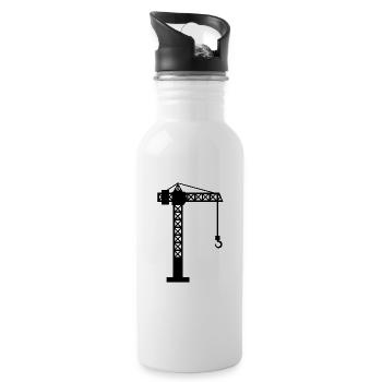 Crane construction site - Water bottle with straw - white - Right