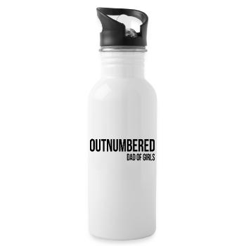 Outnumbered Dad of Girls Gift - Water bottle with straw - white - Right