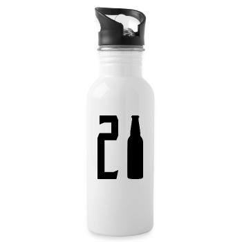 21 years birthday gift - Water bottle with straw - white - Right