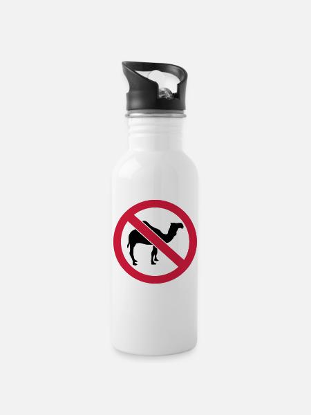 Kamel - Trinkflasche mit integriertem Trinkhalm - Weiß