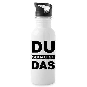 Du schaffst das - Trinkflasche mit integriertem Trinkhalm - Weiß - Rechts