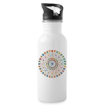 Mandala orientalisch tribal zart orange speziell - Trinkflasche mit integriertem Trinkhalm - Weiß - Rechts