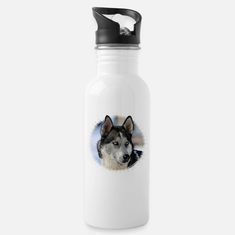 Husky - Trinkflasche mit integriertem Trinkhalm - Weiß