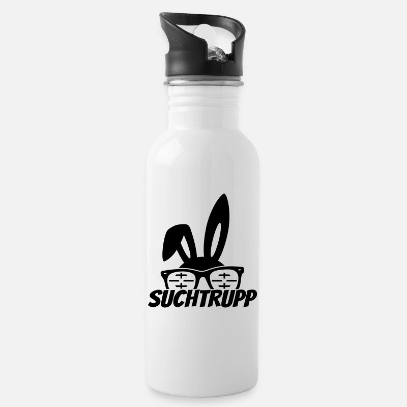 ostern osterhase suchtrupp - Trinkflasche mit integriertem Trinkhalm - Weiß
