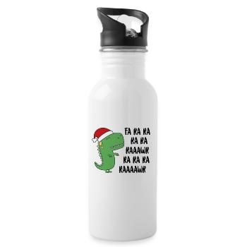 Merry Christmas dino dinosaur Christmas - Water bottle with straw - white - Right