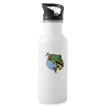 Fly fishing perch fish - Water bottle with straw - white - Right