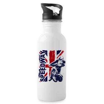 Speedway Racing - Trinkflasche mit integriertem Trinkhalm - Weiß - Rechts
