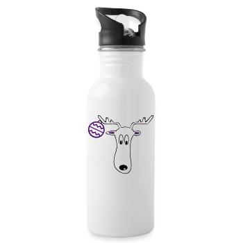 Rentier mit Weihnachtskugel - Trinkflasche mit integriertem Trinkhalm - Weiß - Rechts