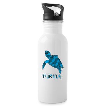 Schildkröte - Turtle - Trinkflasche mit integriertem Trinkhalm - Weiß - Rechts