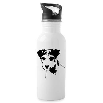 Parson Russell Terrier head - Water bottle with straw - white - Right