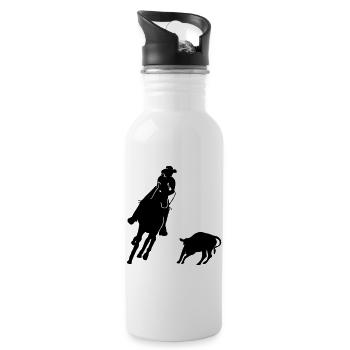 Equestrian Western Riding - Cutting - Water bottle with straw - white - Right