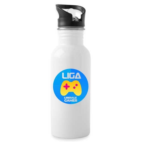 Liberale Gamer Wappen - Trinkflasche mit integriertem Trinkhalm