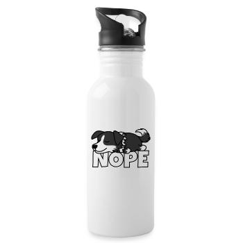Border Collie Nope - Trinkflasche mit integriertem Trinkhalm - Weiß - Rechts