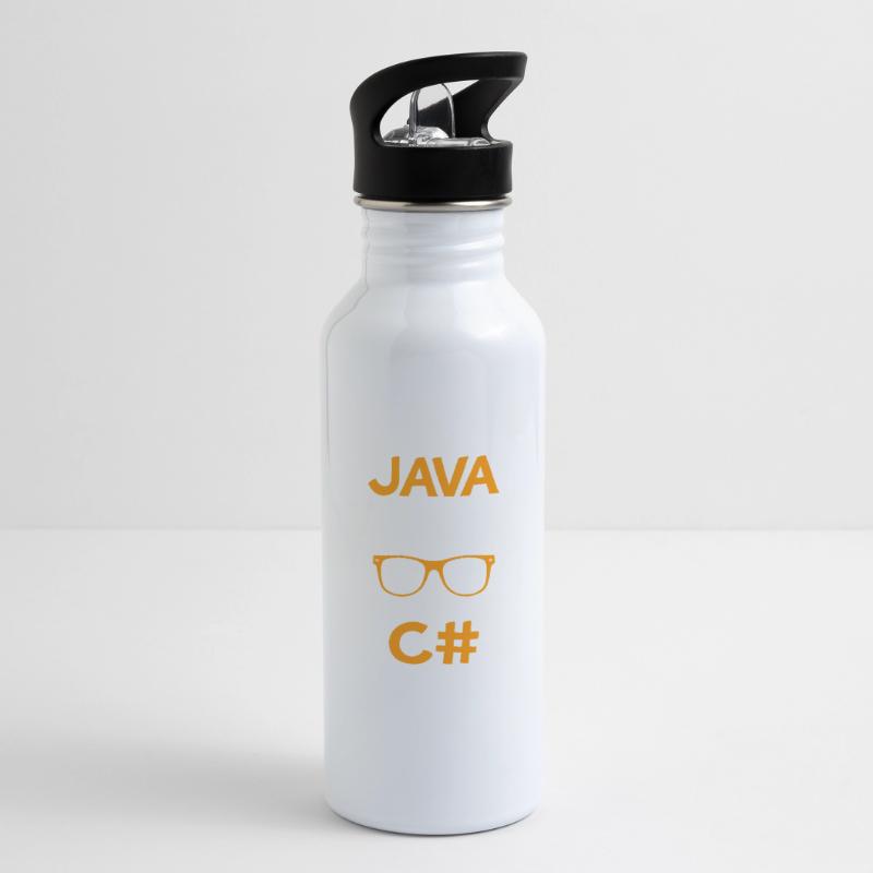 Programmeur Java porte des lunettes Programmeur C # Gourde avec paille intégrée