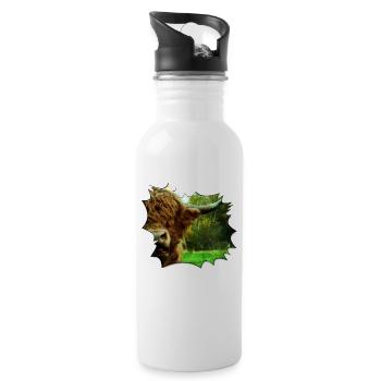 Highland Cattle - Water bottle with straw - white - Right