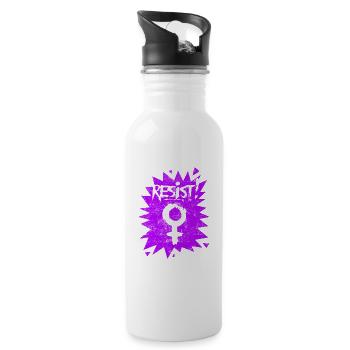 Resist Feminist Frauenrechte - Trinkflasche mit integriertem Trinkhalm - Weiß - Rechts