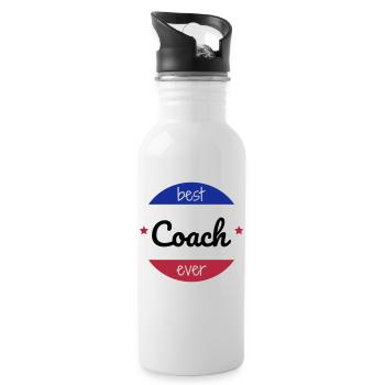 Coach / Coaching / Trainer / Sport - Trinkflasche mit integriertem Trinkhalm - Weiß - Rechts