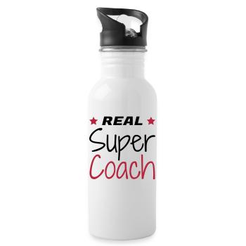 Coach / Coaching / Trainer / Sport - Trinkflasche mit integriertem Trinkhalm - Weiß - Rechts
