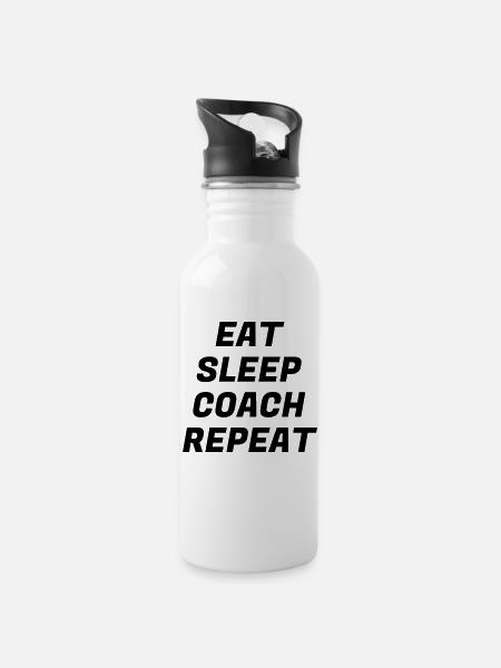 Coach / Coaching / Trainer / Sport - Trinkflasche mit integriertem Trinkhalm - Weiß
