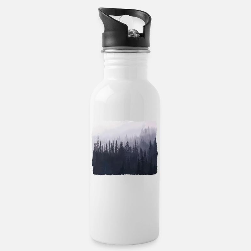 Paysage forestier dans les montagnes - Gourde avec paille intégrée - blanc