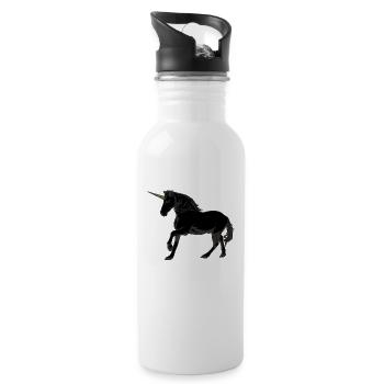 Licorne sauvage, le noir rare - Gourde avec paille intégrée - blanc - Droite