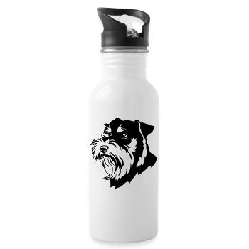 Tête Schnauzer - Gourde avec paille intégrée - blanc - Droite