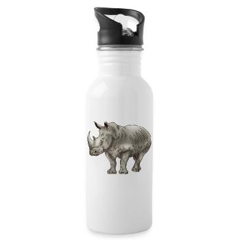 Rhino pachyderm rhino - Water bottle with straw - white - Right