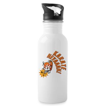 Karate. Heyaaah! - Trinkflasche mit integriertem Trinkhalm - Weiß - Rechts