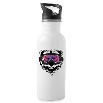 Ski Skiing Skier Baer Gift - Water bottle with straw - white - Right