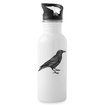 crow bird - Water bottle with straw - white - Right