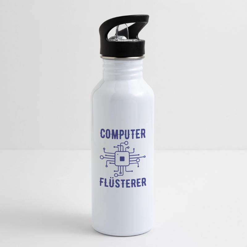 Computer Flüsterer Admin Sysadmin Geschenk Trinkflasche mit integriertem Trinkhalm