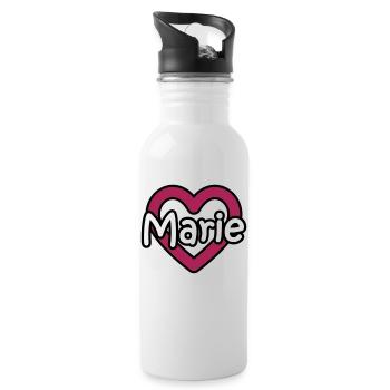Marie last name first name maiden name heart name day - Water bottle with straw - white - Right