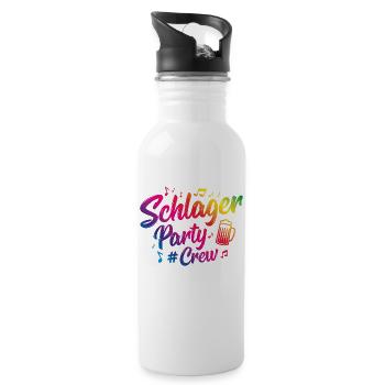 Schlager party crew bunt - Trinkflasche mit integriertem Trinkhalm - Weiß - Rechts