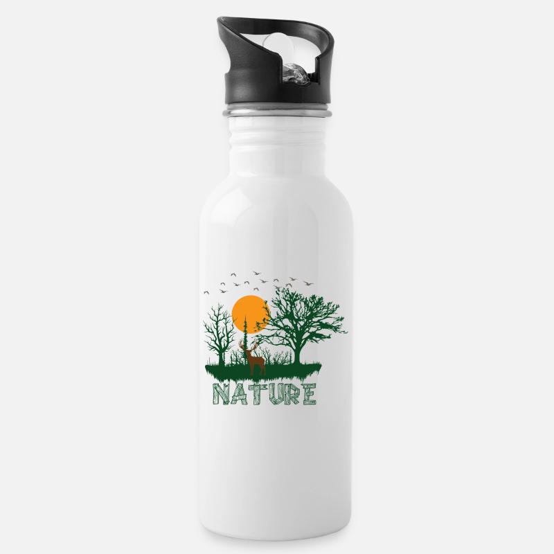 Natur - Trinkflasche mit integriertem Trinkhalm - Weiß