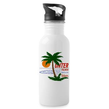 UNTER PALMEN LÄSST ES SICH LEBEN - Trinkflasche mit integriertem Trinkhalm - Weiß - Rechts