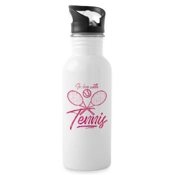 J'adore le tennis - Gourde avec paille intégrée - blanc - Droite