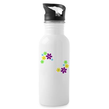 Flower power - Water bottle with straw - white - Right