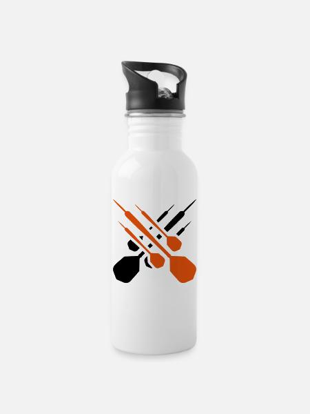 darts dartpfeil - Trinkflasche mit integriertem Trinkhalm - Weiß