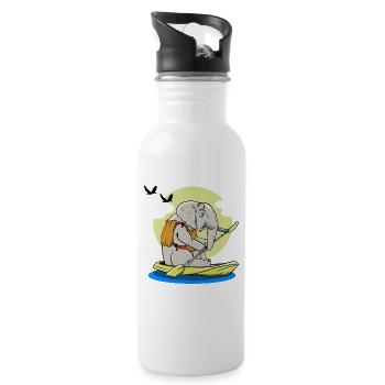 Elephant Kayaking Elephant Kayaking - Water bottle with straw - white - Right