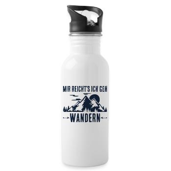 Mir reicht`s ich geh wandern Wanderer Berge - Trinkflasche mit integriertem Trinkhalm - Weiß - Rechts