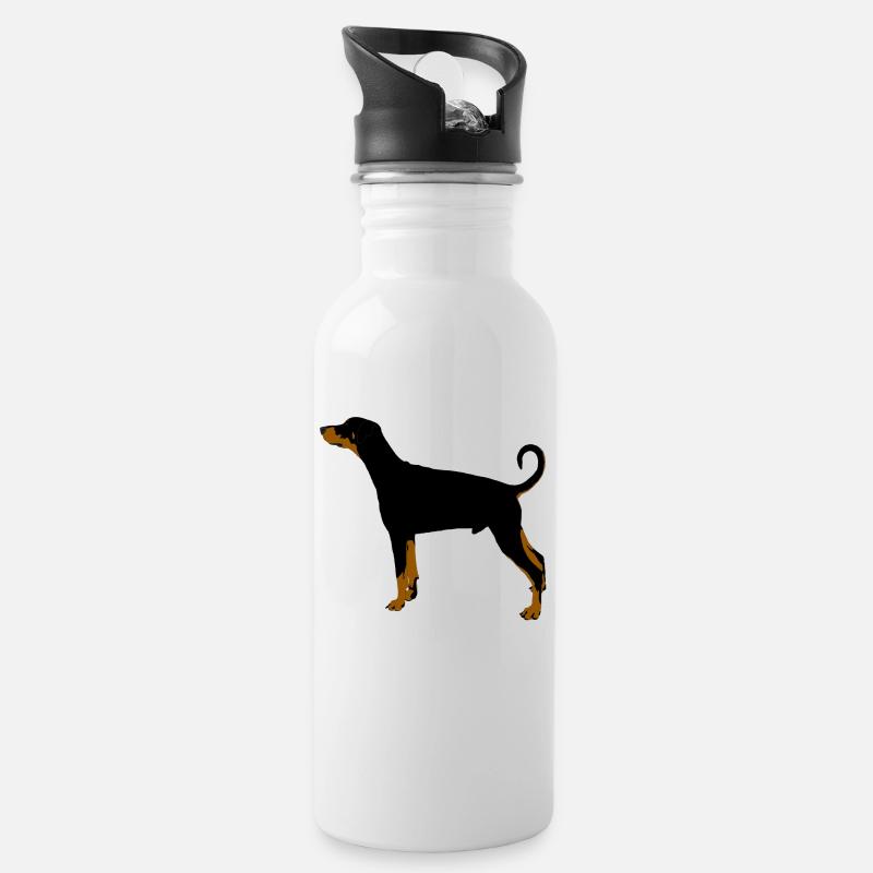 Doberman pinscher - Water bottle with straw - white