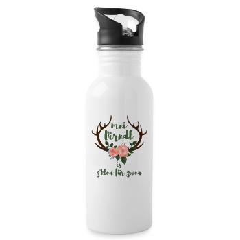 mei Dirndl is z'kloa für zwoa Schwanger Geschenk - Trinkflasche mit integriertem Trinkhalm - Weiß - Rechts