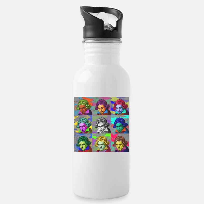 Pop Art Ludwig van Beethoven idée cadeau classique - Gourde avec paille intégrée - blanc